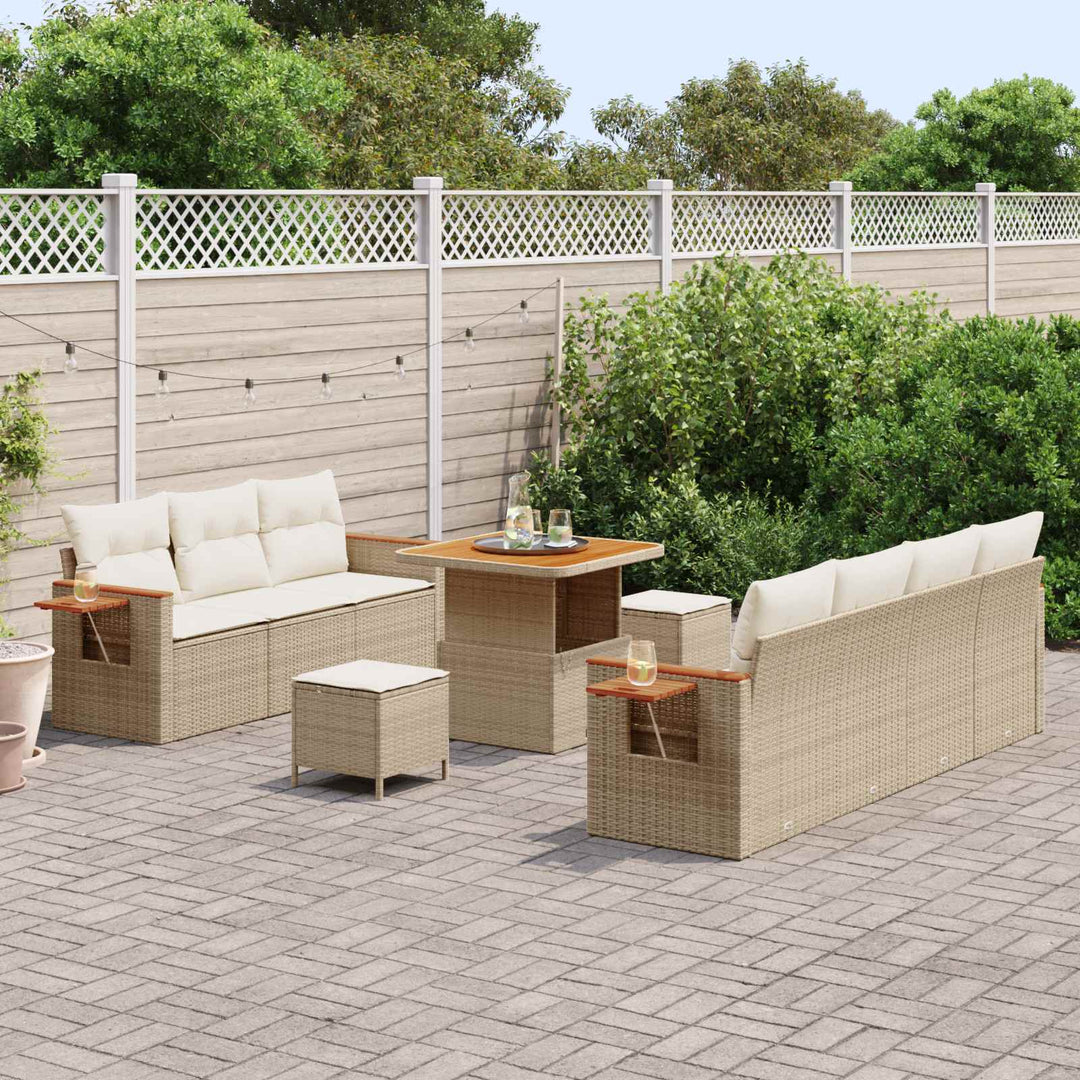 Havesofa Sæt 10 stk. Beige polyrattan