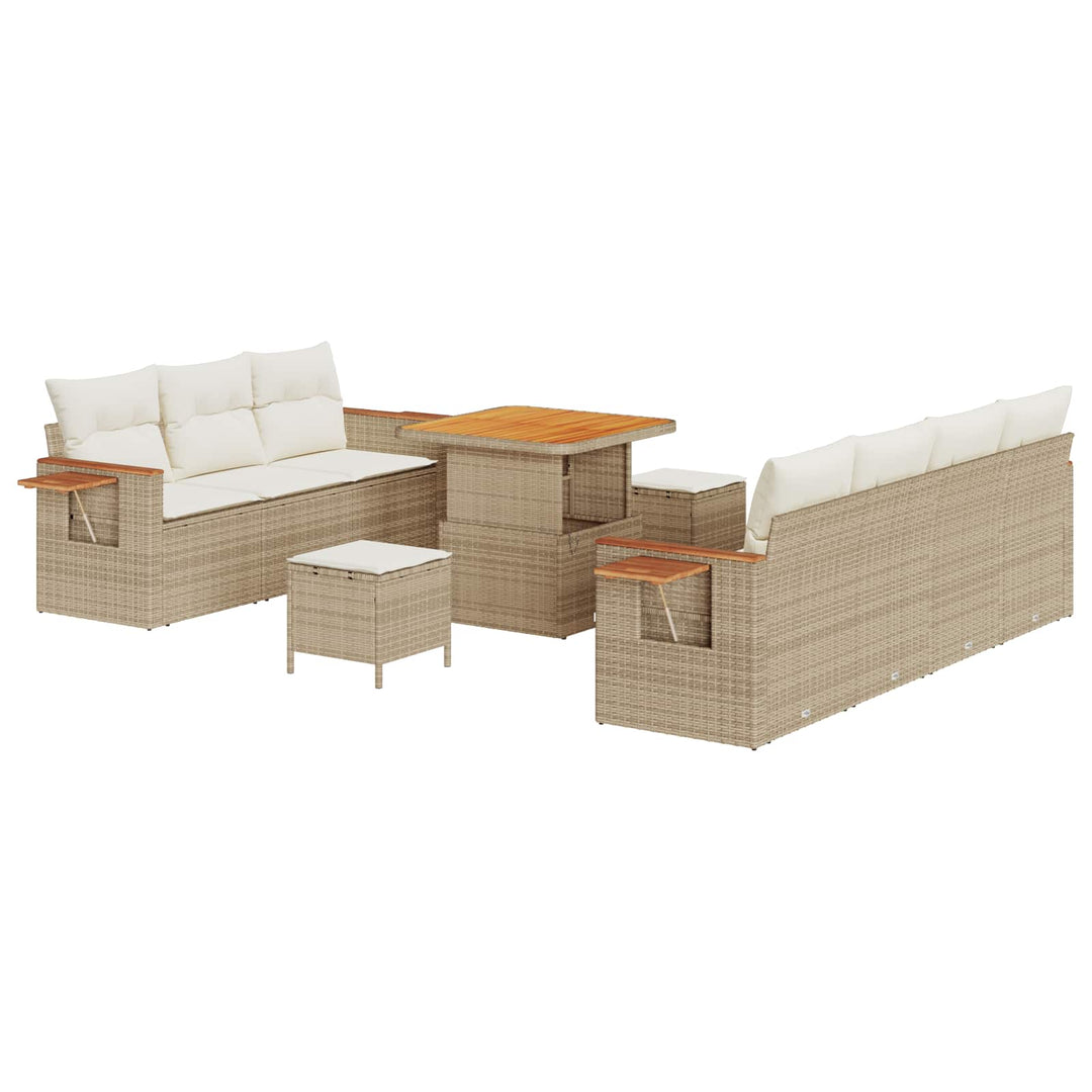 Havesofa Sæt 10 stk. Beige polyrattan
