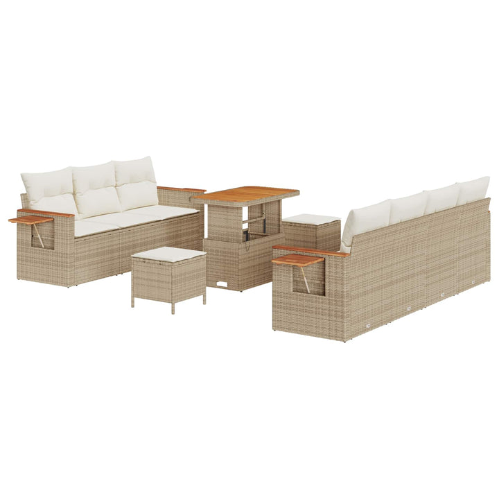 Havesofa Sæt 10 pcs Beige polyrattan