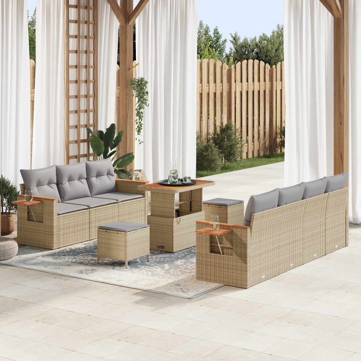 Havesofa Sæt 10 pcs Beige polyrattan