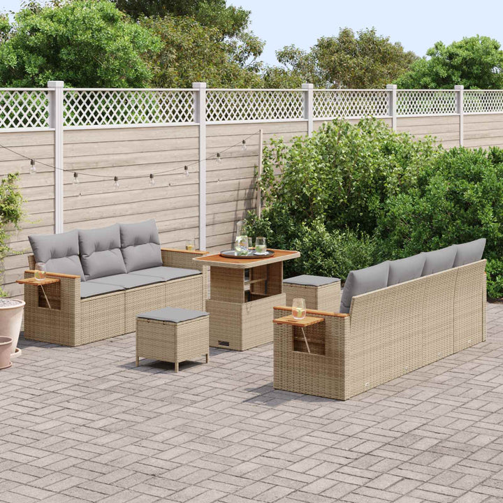 Havesofa Sæt 10 pcs Beige polyrattan