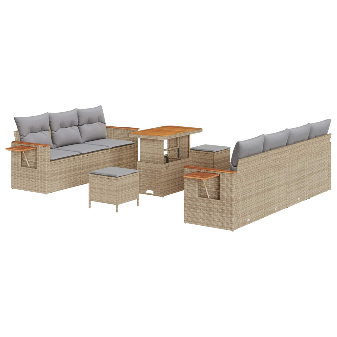 Havesofa Sæt 10 pcs Beige polyrattan