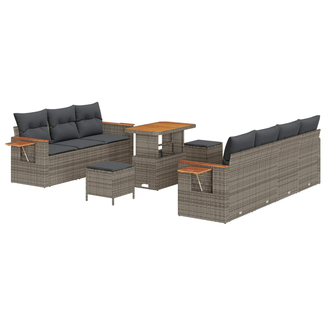 Havesofa Sæt 10 pcs Grå polyrattan