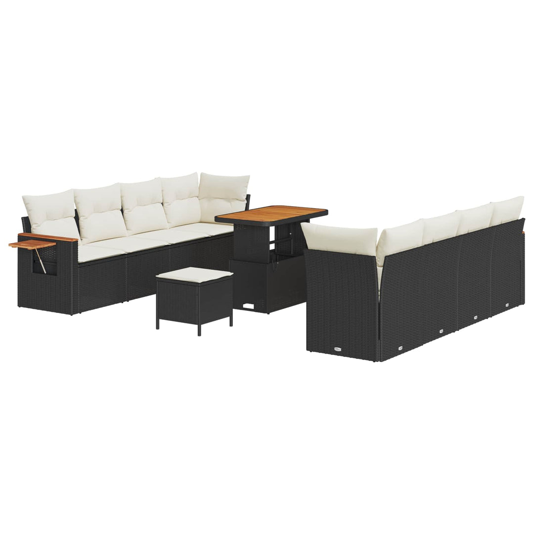 Havesofa Sæt 11 pcs Sort polyrattan