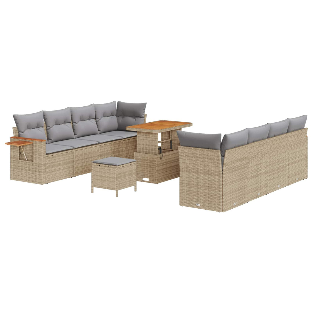 Havesofa Sæt 11 pcs Beige polyrattan
