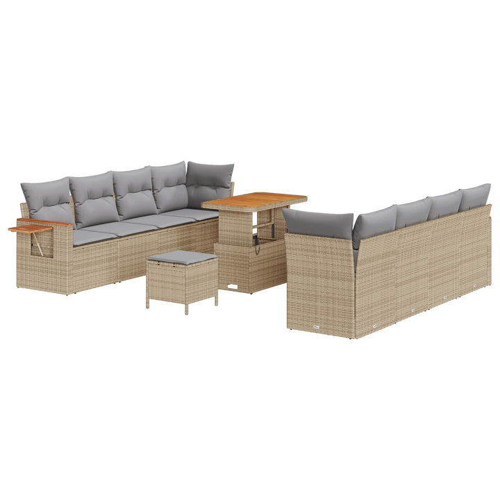 Havesofa Sæt 11 stk. Beige polyrattan