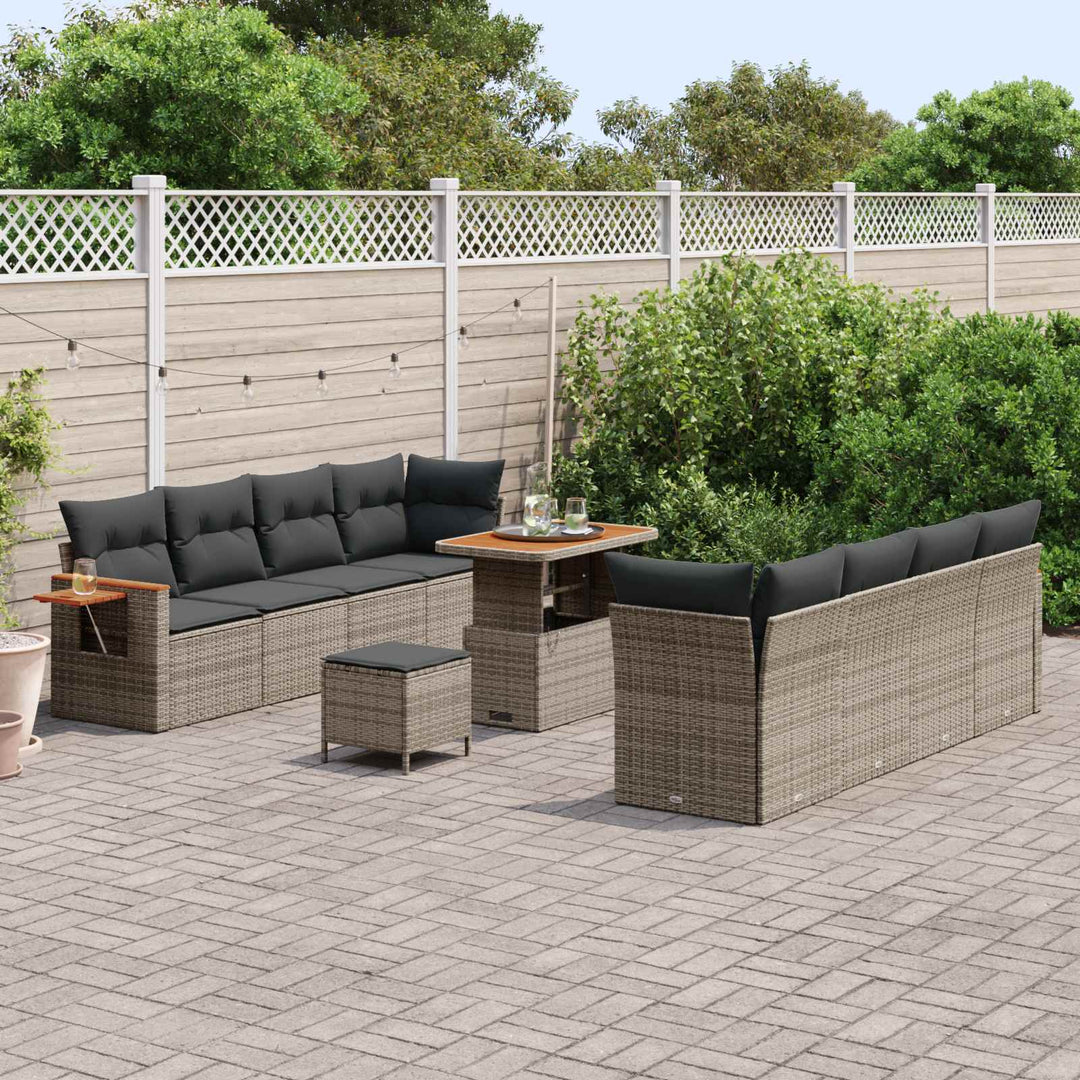 Havesofa Sæt 11 pcs Grå polyrattan