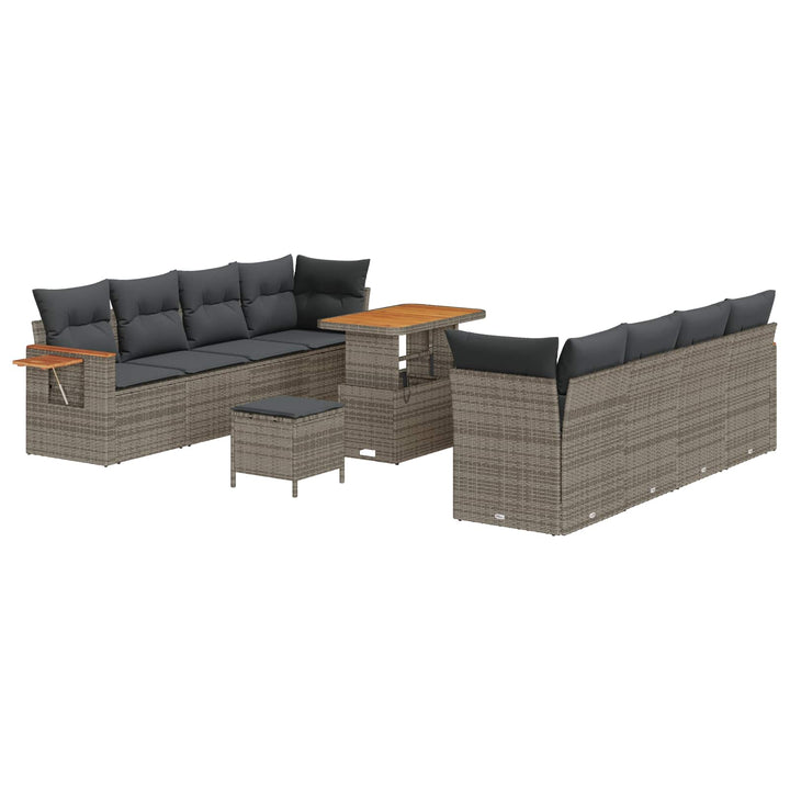 Havesofa Sæt 11 pcs Grå polyrattan