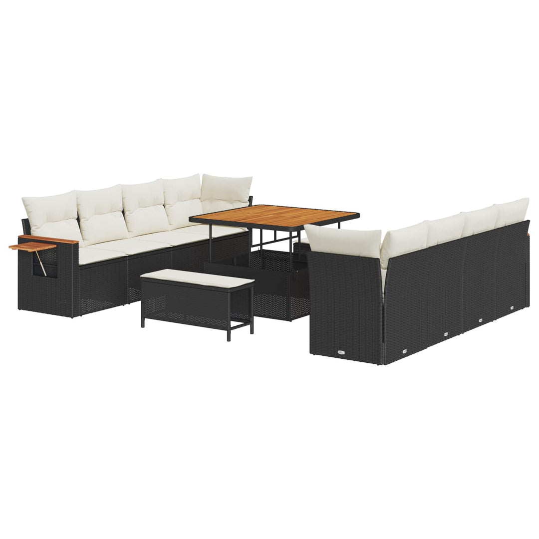 Havesofa Sæt 11 pcs Sort polyrattan