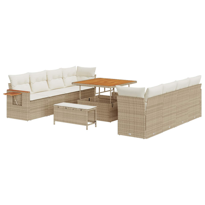 Havesofa Sæt 11 pcs Beige polyrattan