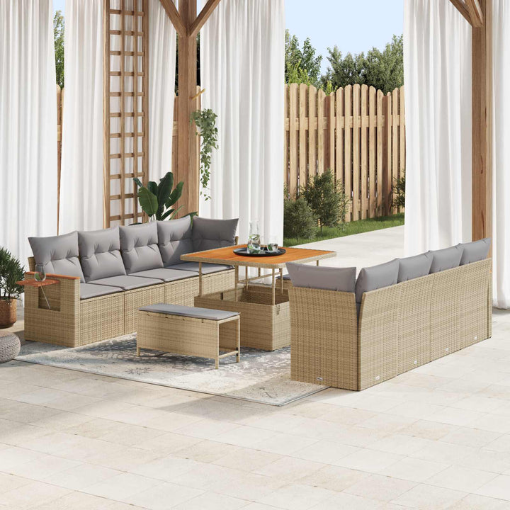 Havesofa Sæt 11 pcs Beige polyrattan