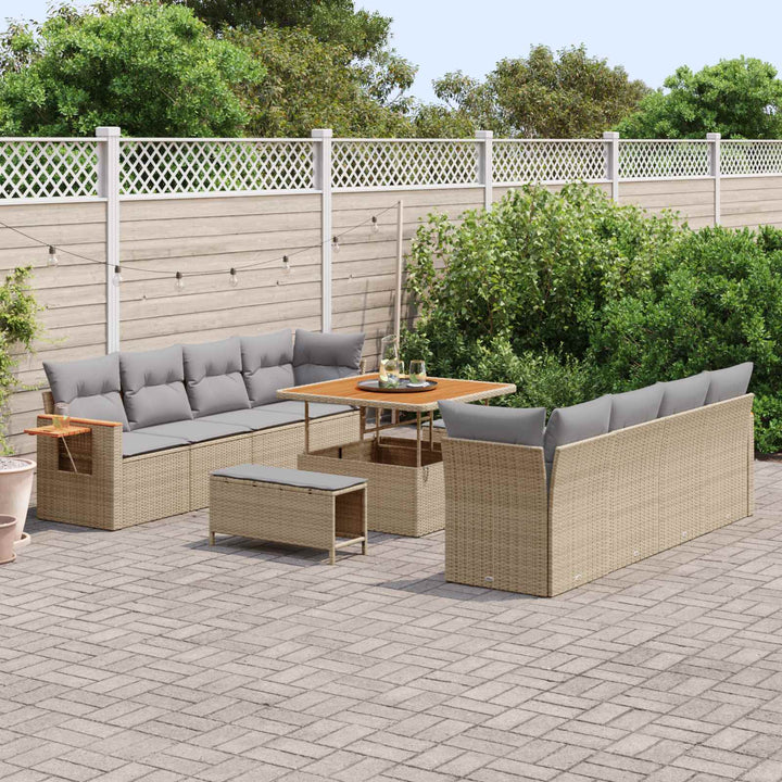 Havesofa Sæt 11 pcs Beige polyrattan