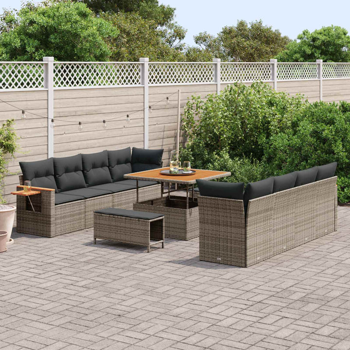 Havesofa Sæt 11 pcs Grå polyrattan