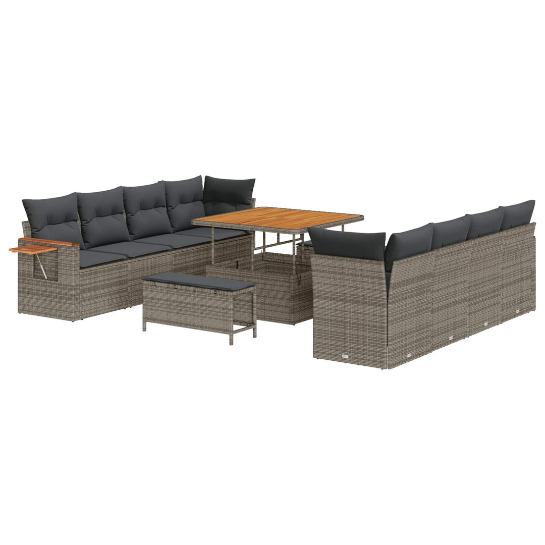 Havesofa Sæt 11 pcs Grå polyrattan