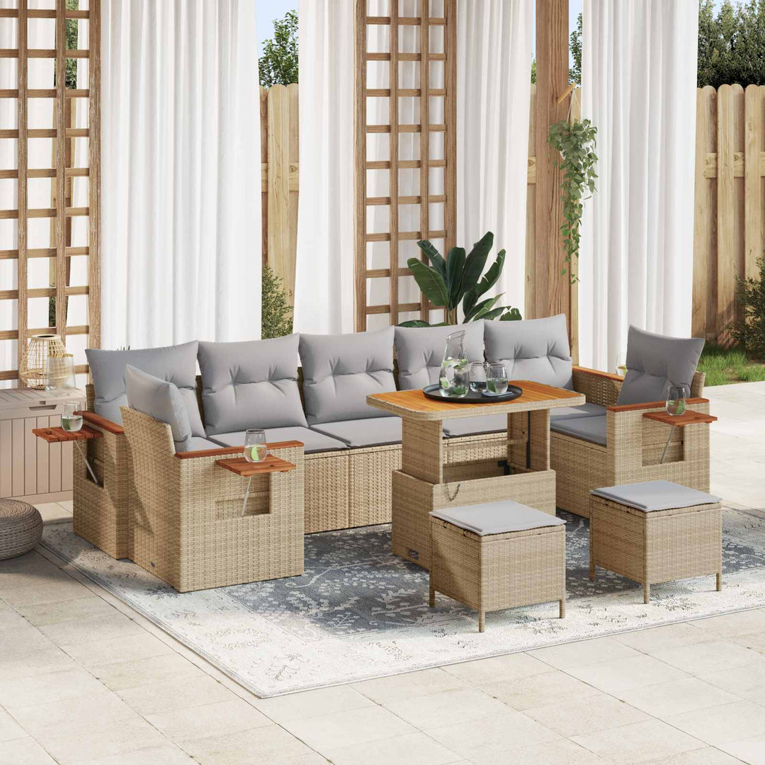 Havesofa Sæt 10 pcs Beige polyrattan