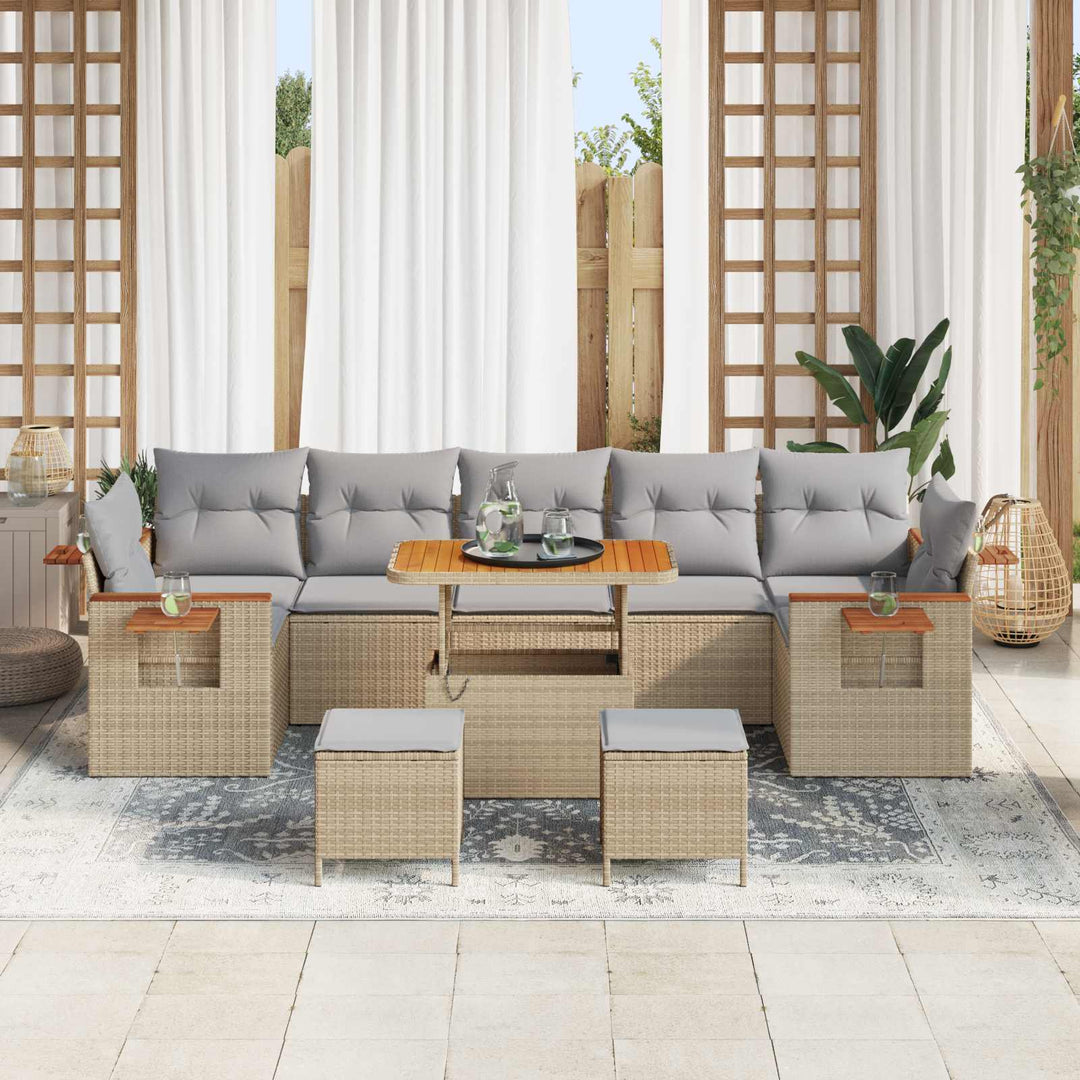 Havesofa Sæt 10 pcs Beige polyrattan
