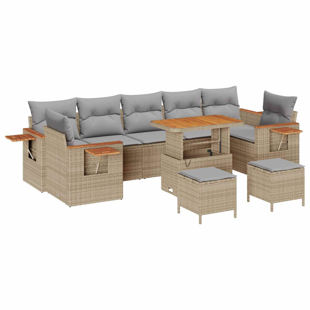 Havesofa Sæt 10 pcs Beige polyrattan