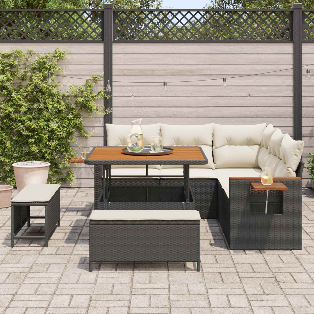 Havesofa Sæt 8 stk. Sort polyrattan