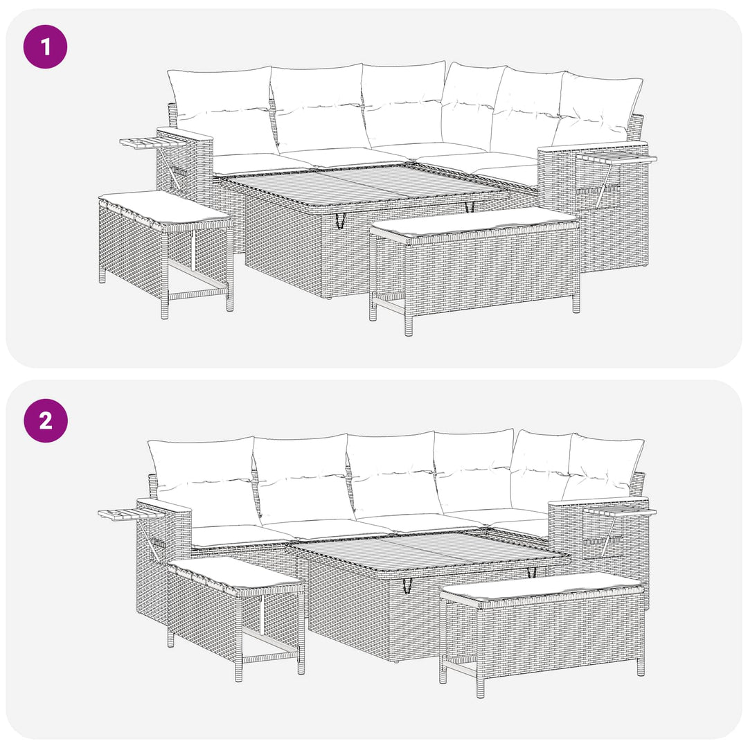 Havesofa Sæt 8 stk. Sort polyrattan