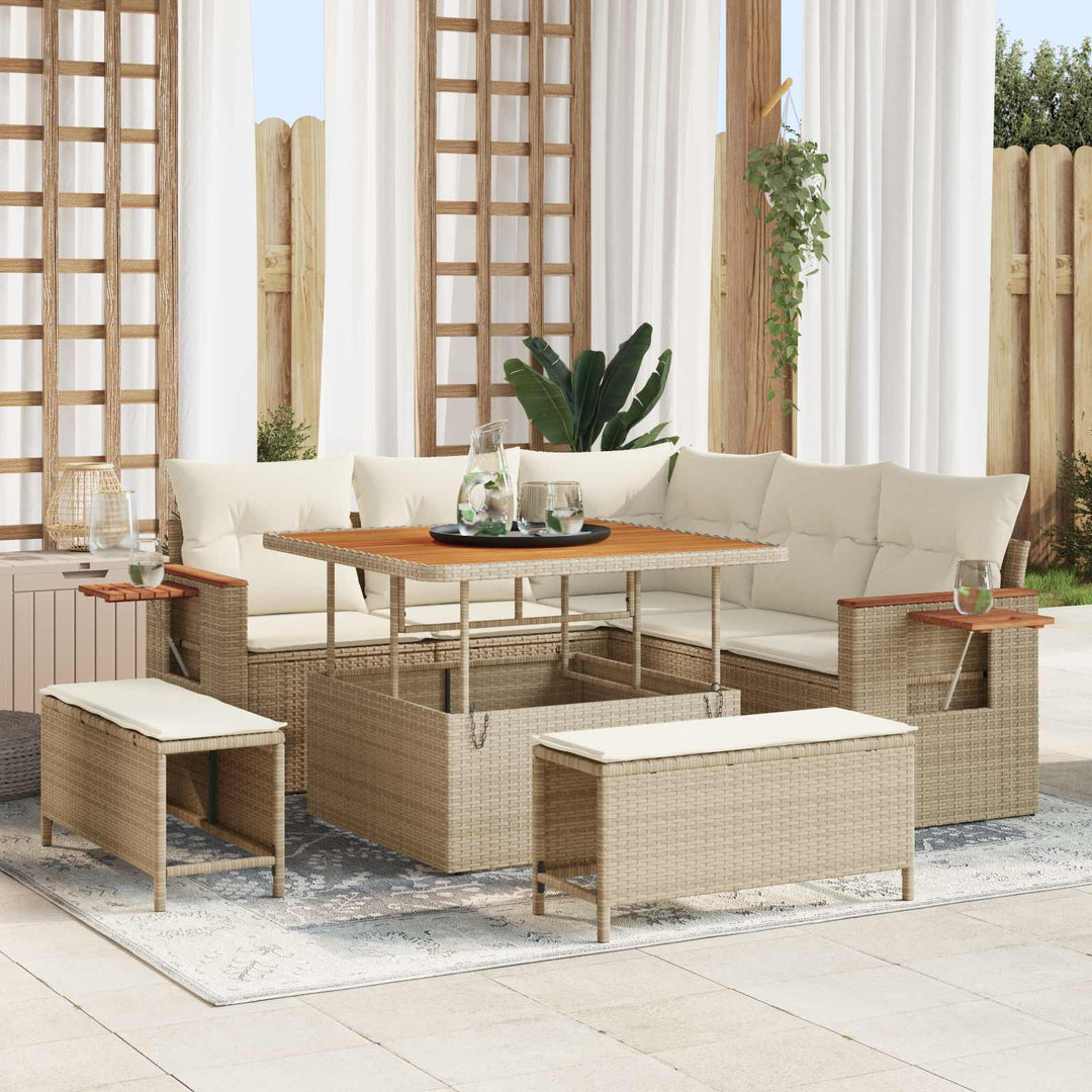 Havesofa Sæt 8 pcs Beige polyrattan