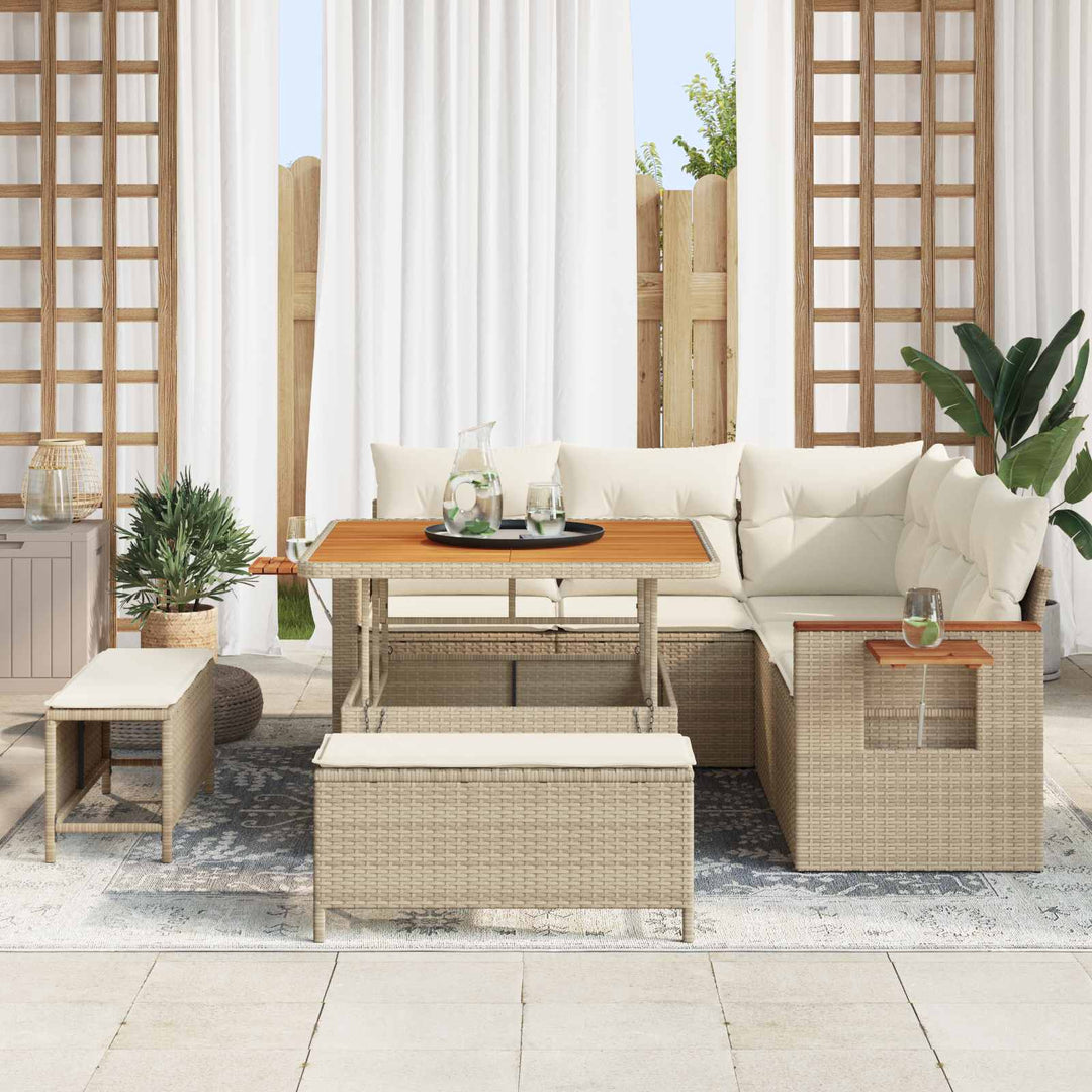 Havesofa Sæt 8 pcs Beige polyrattan