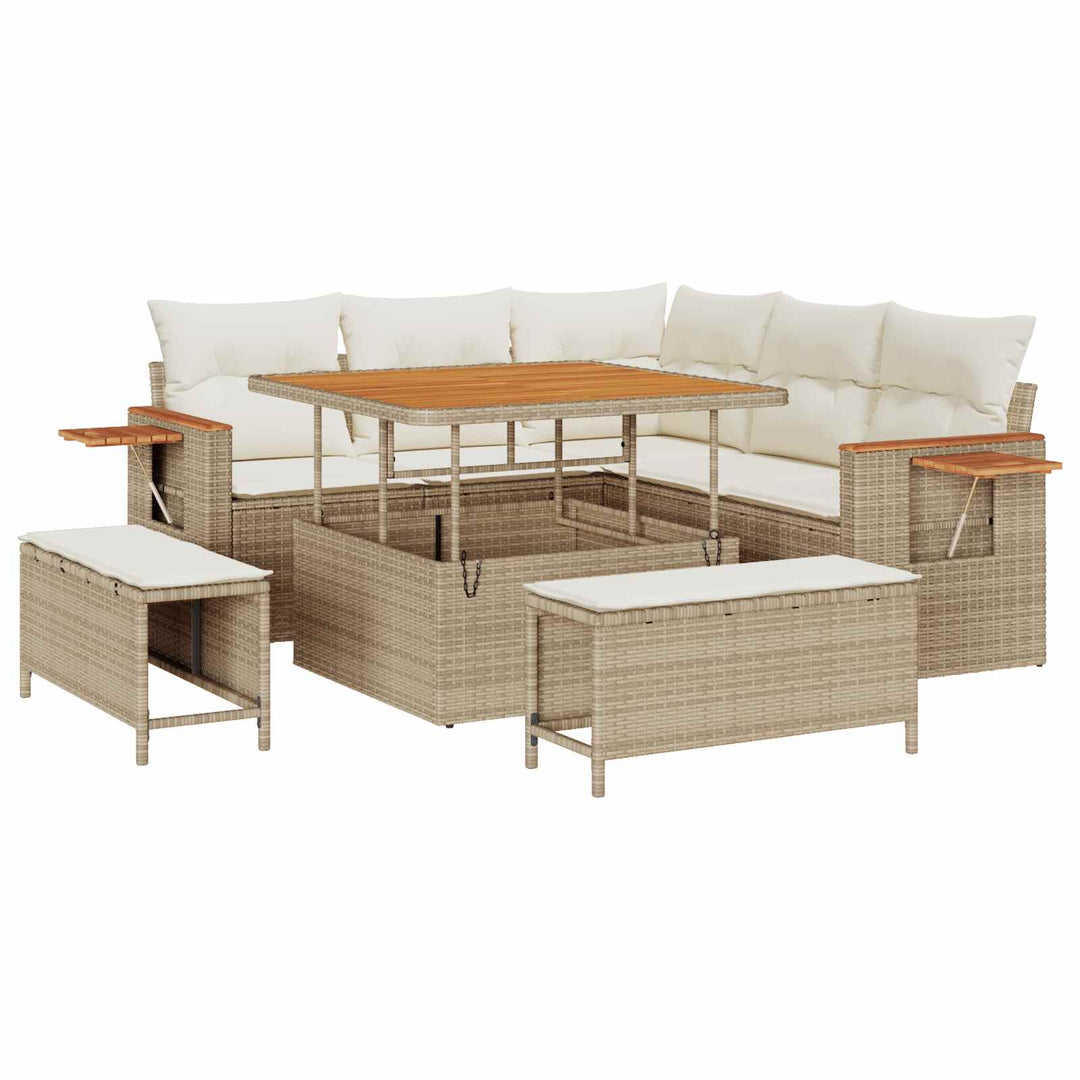 Havesofa Sæt 8 pcs Beige polyrattan
