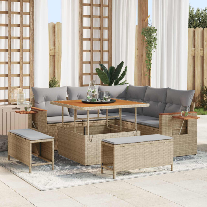 Havesofa Sæt 8 pcs Beige polyrattan