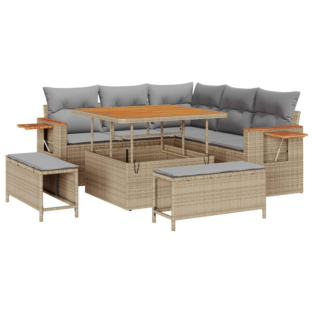 Havesofa Sæt 8 pcs Beige polyrattan