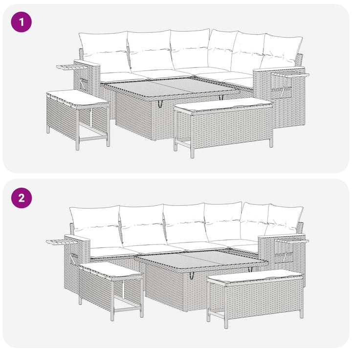 Havesofa Sæt 8 pcs Beige polyrattan