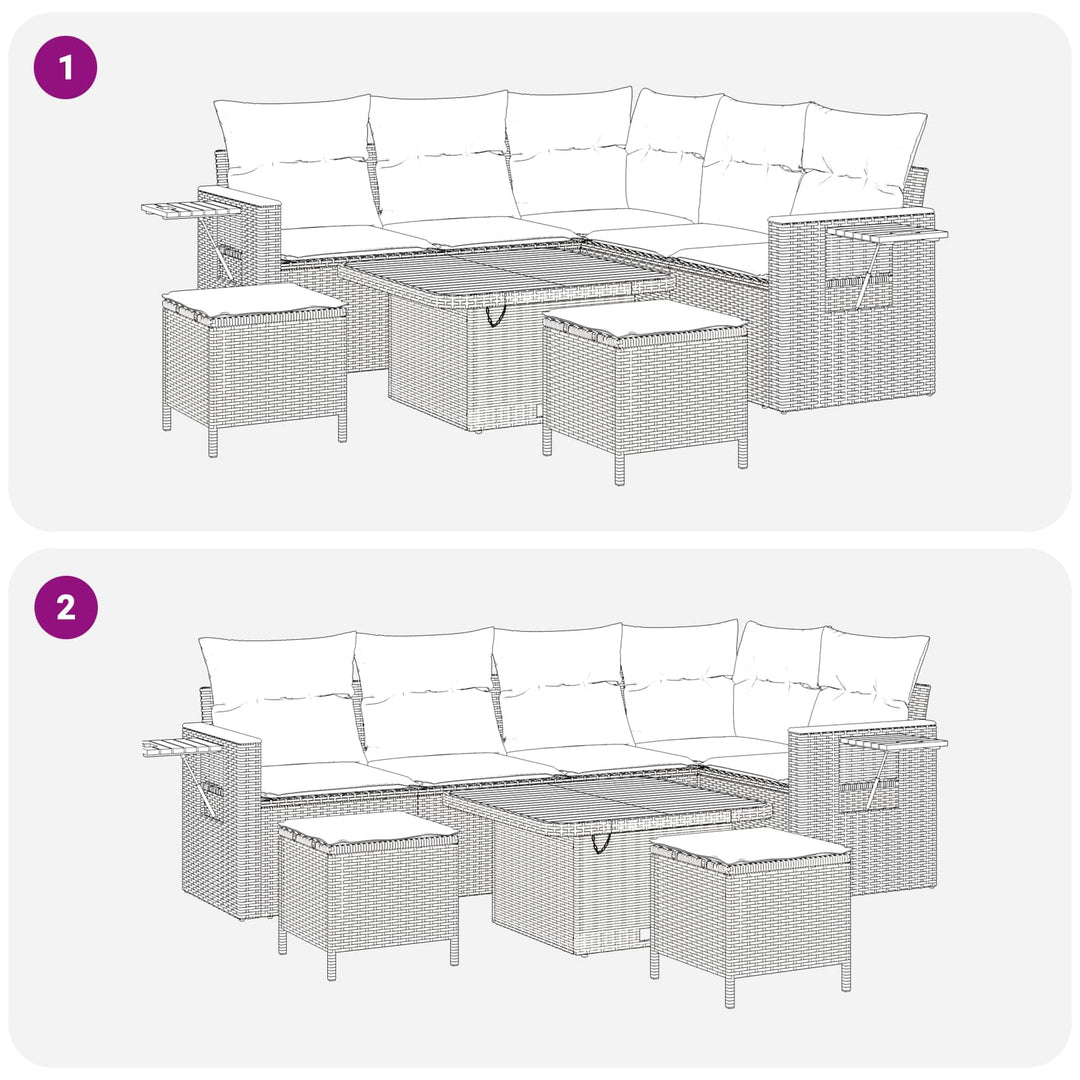 Havesofa Sæt 8 stk. Sort polyrattan