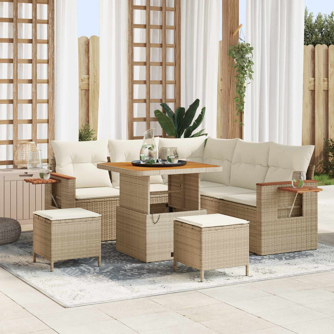 Havesofa Sæt 8 pcs Beige polyrattan