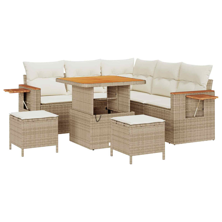 Havesofa Sæt 8 pcs Beige polyrattan