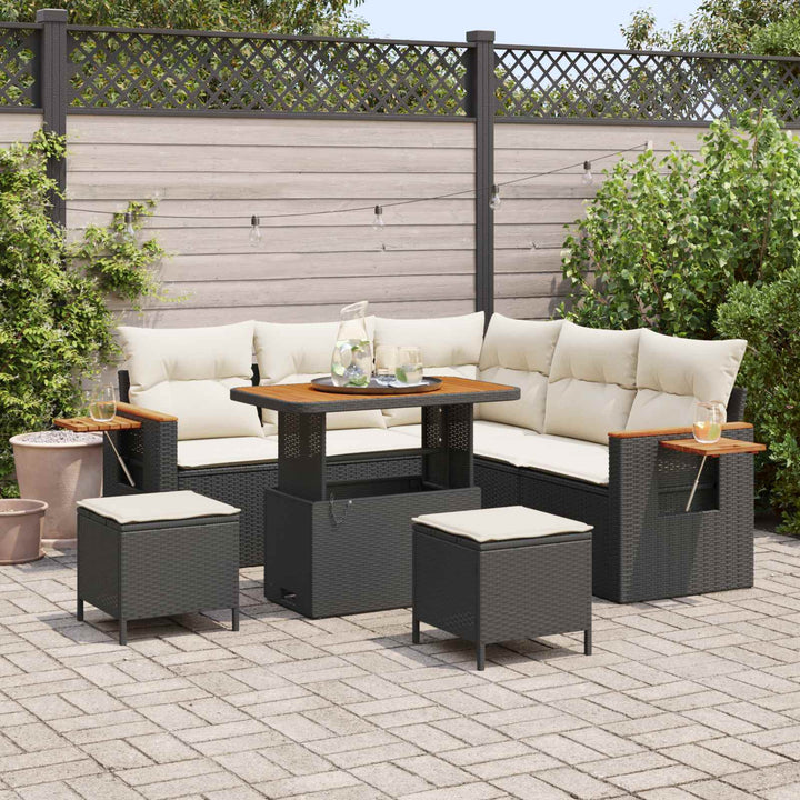 Havesofa Sæt 8 stk. Sort polyrattan