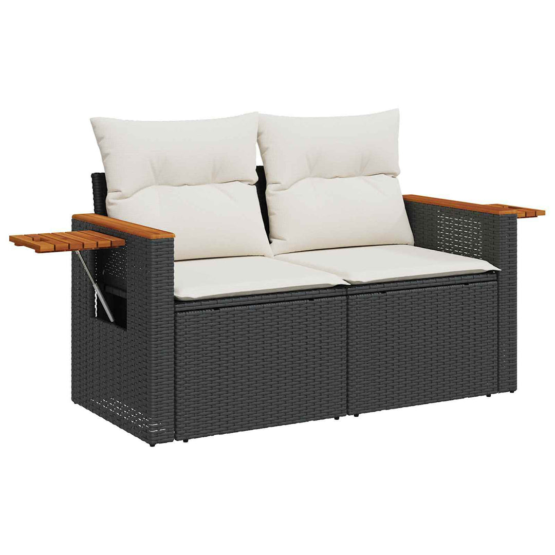 Havesofa Sæt 8 stk. Sort polyrattan