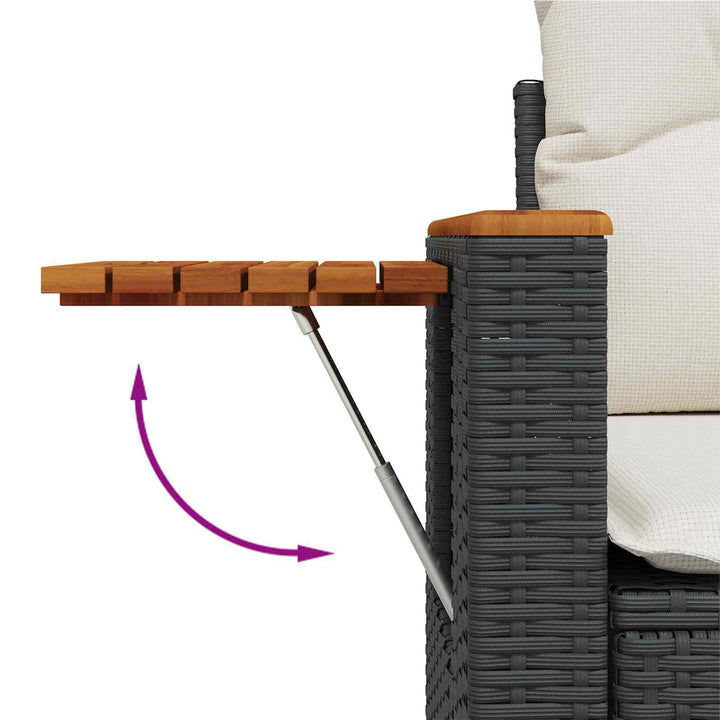Havesofa Sæt 8 stk. Sort polyrattan