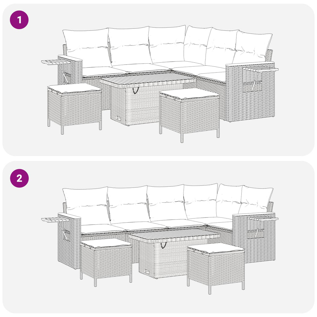 Havesofa Sæt 8 stk. Sort polyrattan