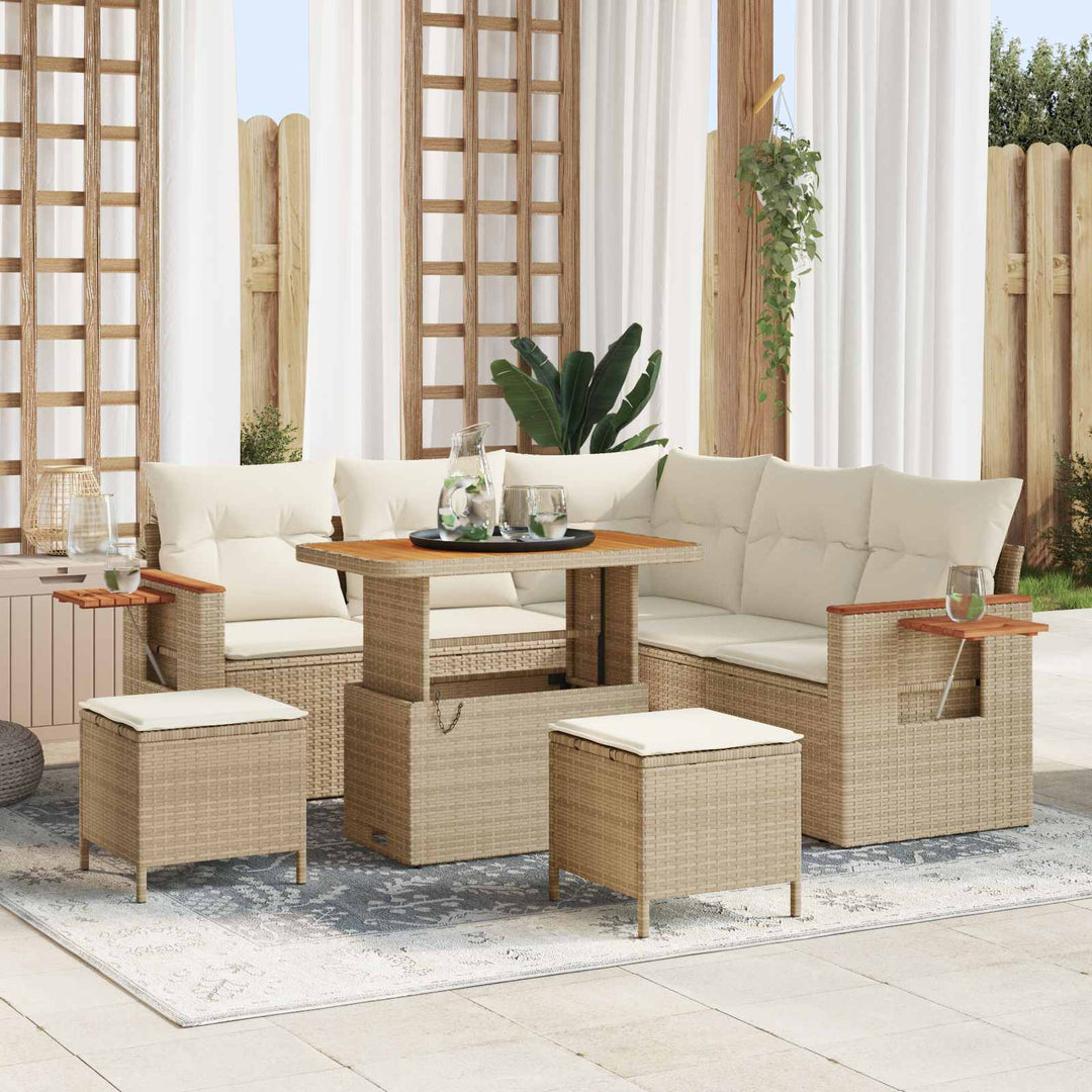 Havesofa Sæt 8 pcs Beige polyrattan