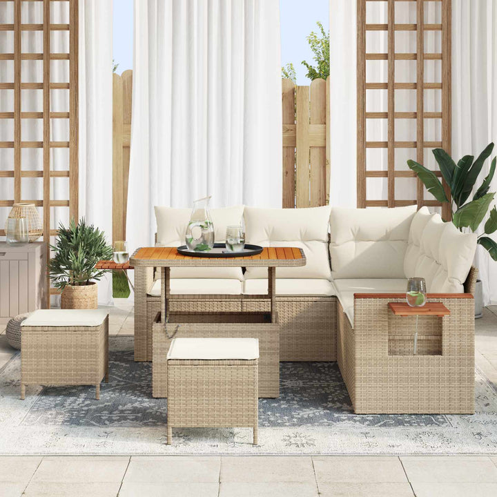 Havesofa Sæt 8 pcs Beige polyrattan