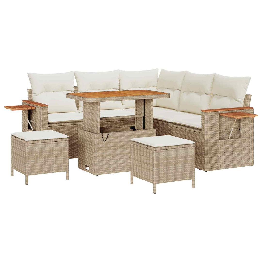 Havesofa Sæt 8 pcs Beige polyrattan