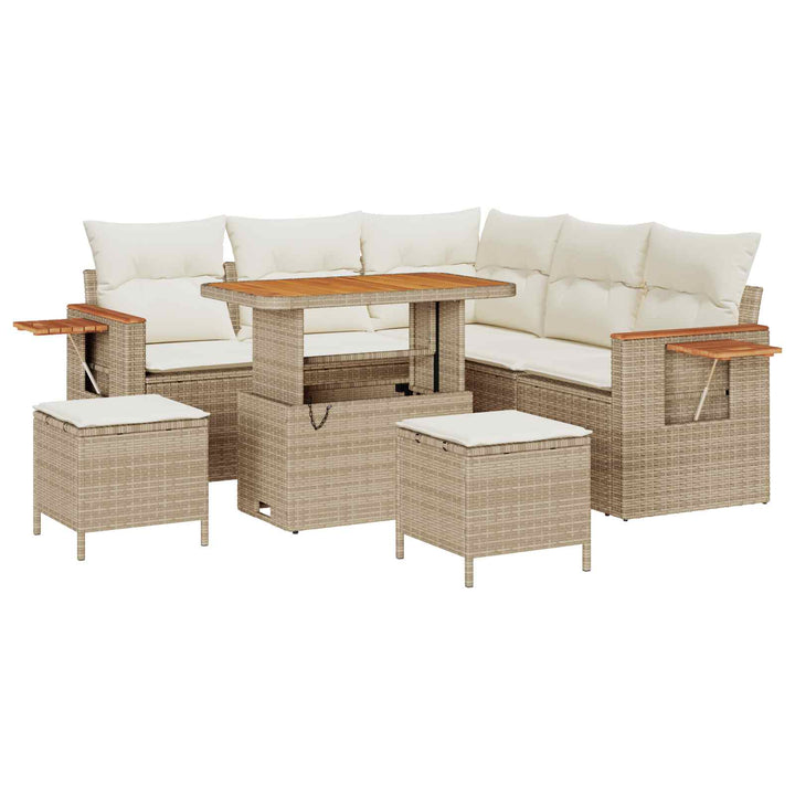 Havesofa Sæt 8 pcs Beige polyrattan