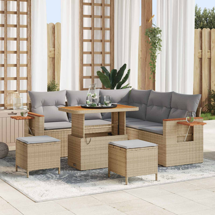 Havesofa Sæt 8 pcs Beige polyrattan