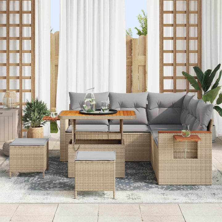 Havesofa Sæt 8 pcs Beige polyrattan