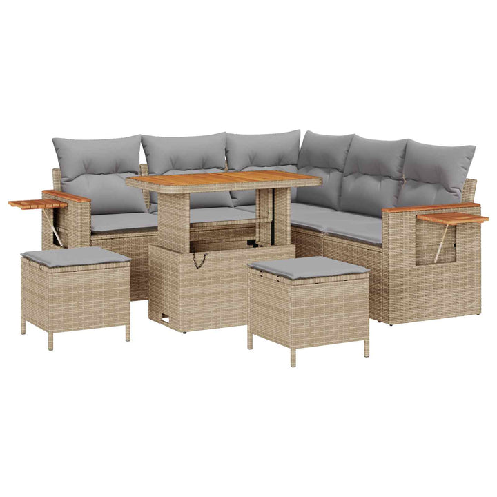 Havesofa Sæt 8 pcs Beige polyrattan