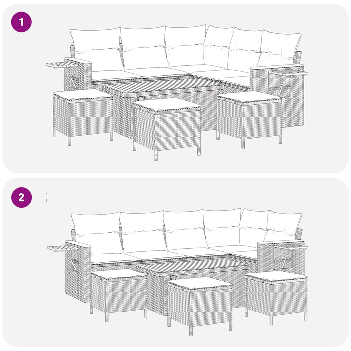 Havesofa Sæt 9 pcs Sort polyrattan