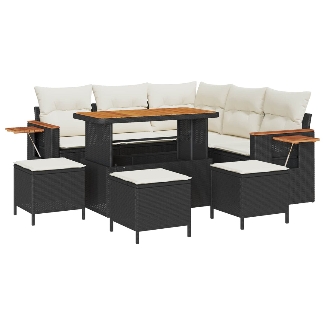 Havesofa Sæt 9 stk. Sort polyrattan
