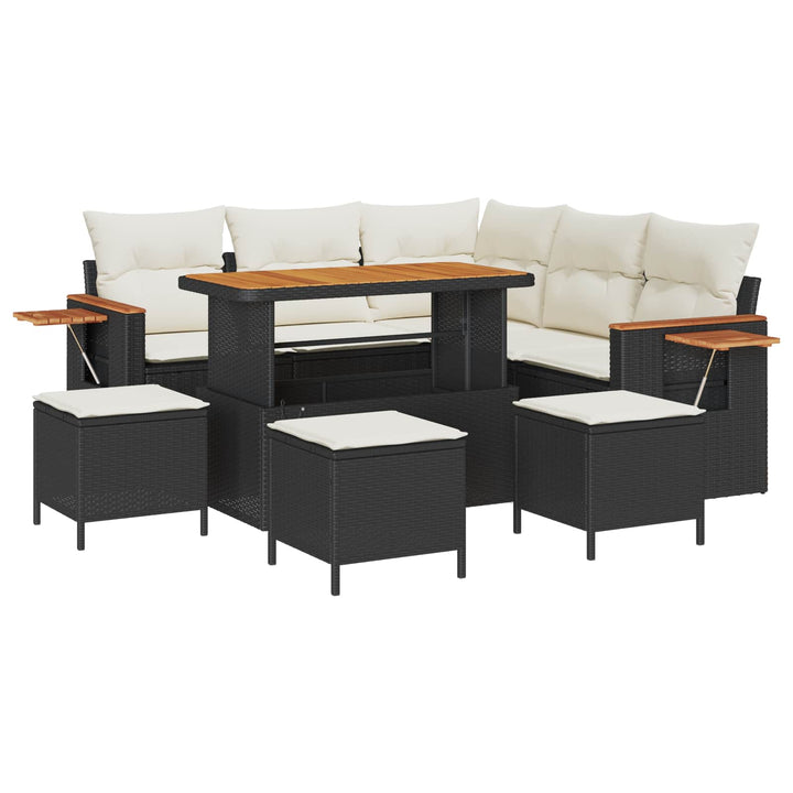 Havesofa Sæt 9 stk. Sort polyrattan
