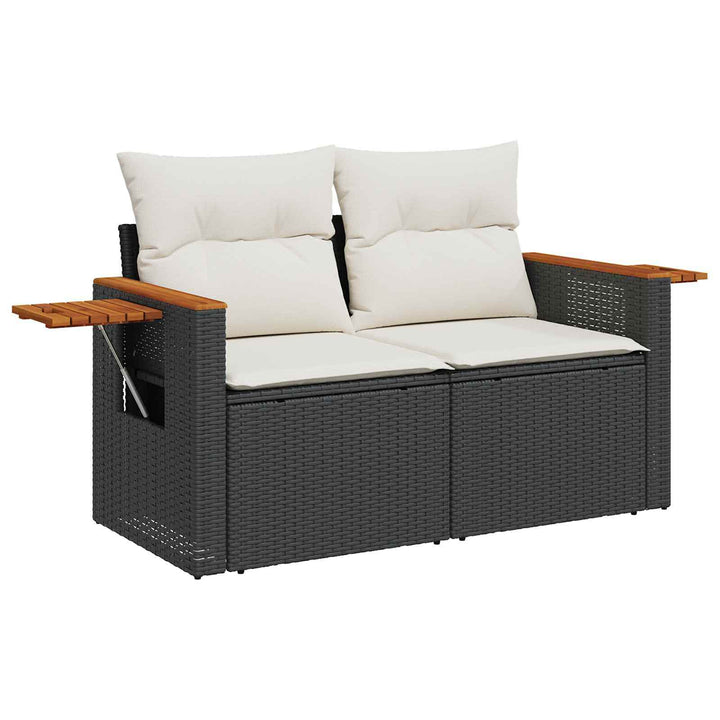 Havesofa Sæt 9 stk. Sort polyrattan