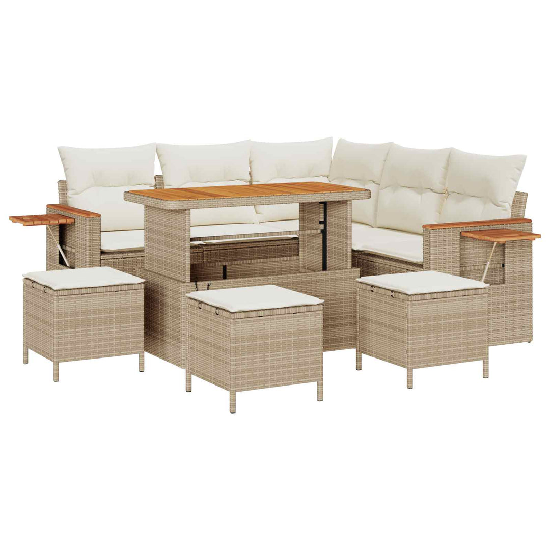 Havesofa Sæt 9 pcs Beige polyrattan