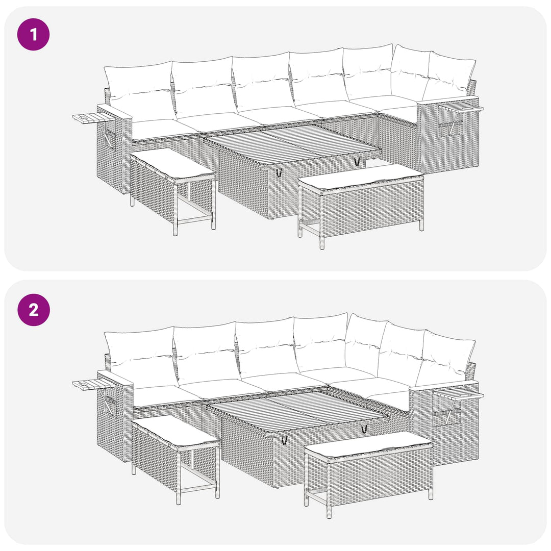 Havesofa Sæt 9 pcs Beige polyrattan
