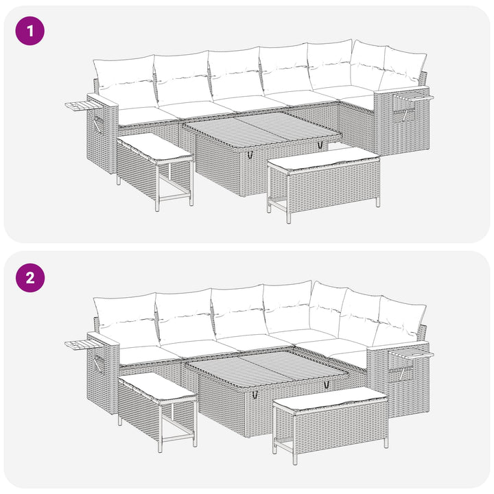 Havesofa Sæt 9 pcs Beige polyrattan